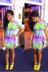 Green Pink and Blue Mini Dress
